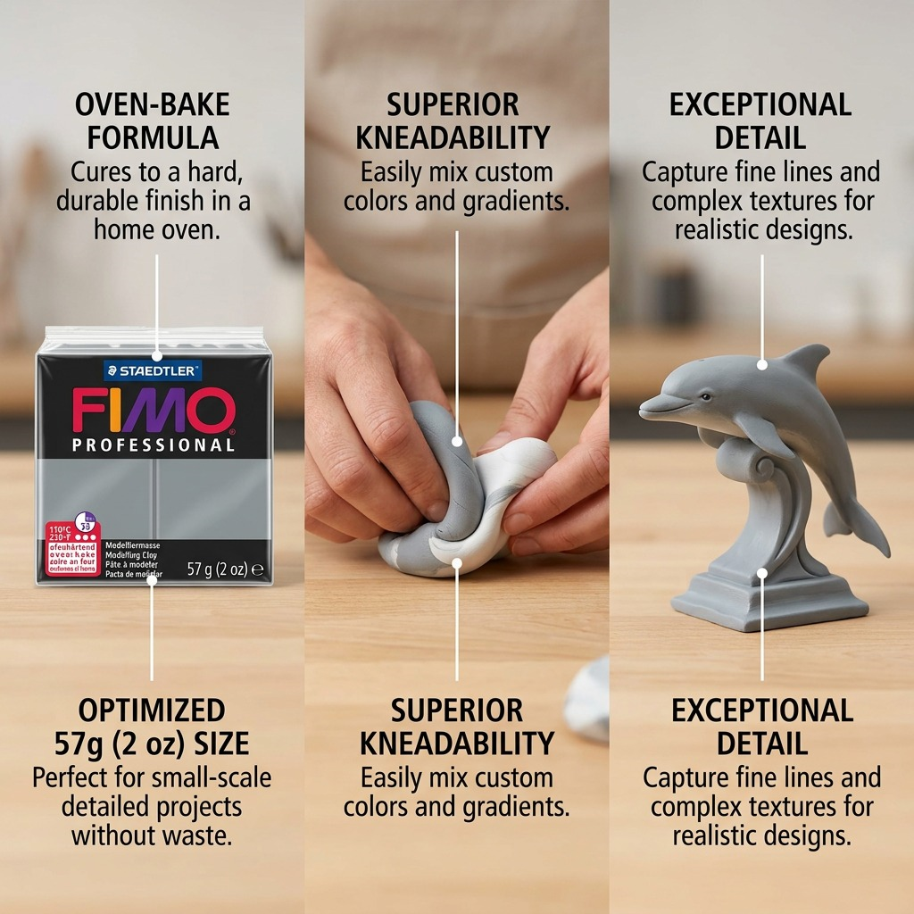FIMO Professional – Pâte gris dauphin 57 g, réf. 8005-80 — vue 6