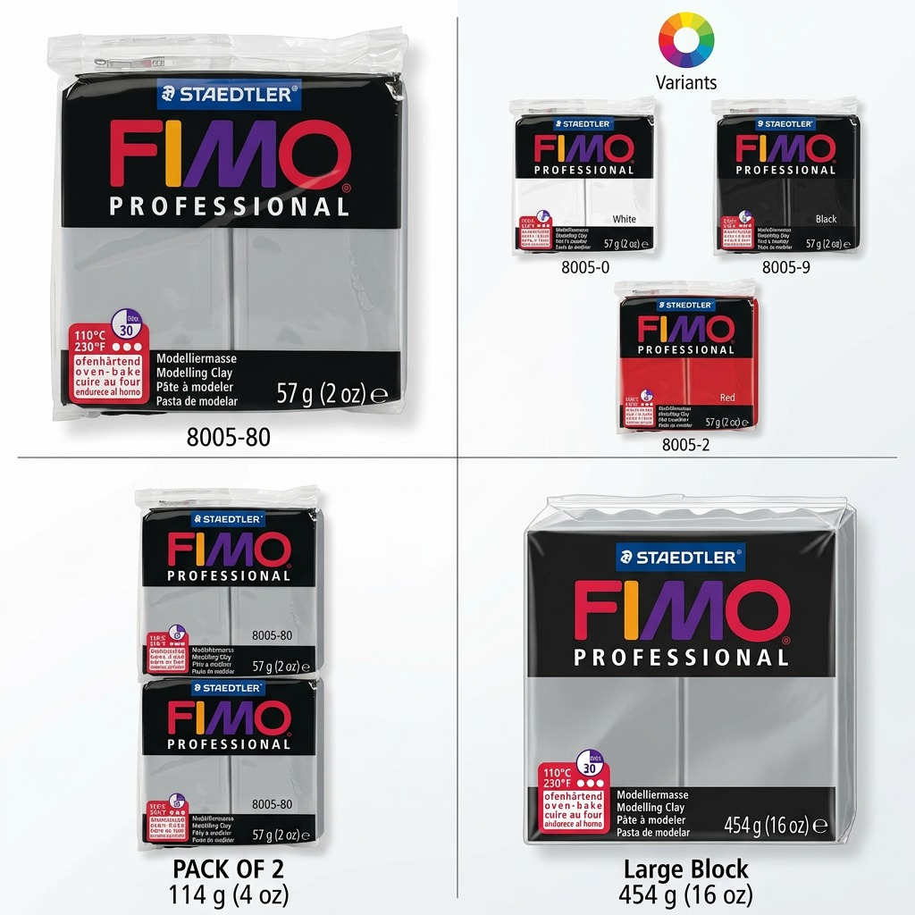 FIMO Professional – Pâte gris dauphin 57 g, réf. 8005-80 — vue rapprochée