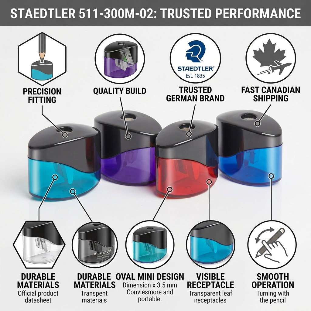 STAEDTLER Mini taille-crayon ovale, couleurs, réf. 511-300M-02 — présentation des caractéristiques