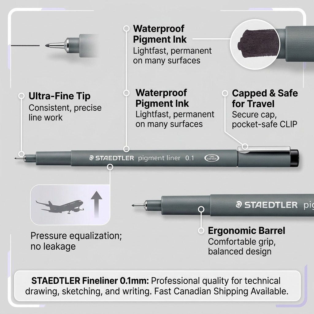 STAEDTLER Pigment Liner – Fineliner noir 0,1 mm, réf. 308-01-9M — vue du produit 6