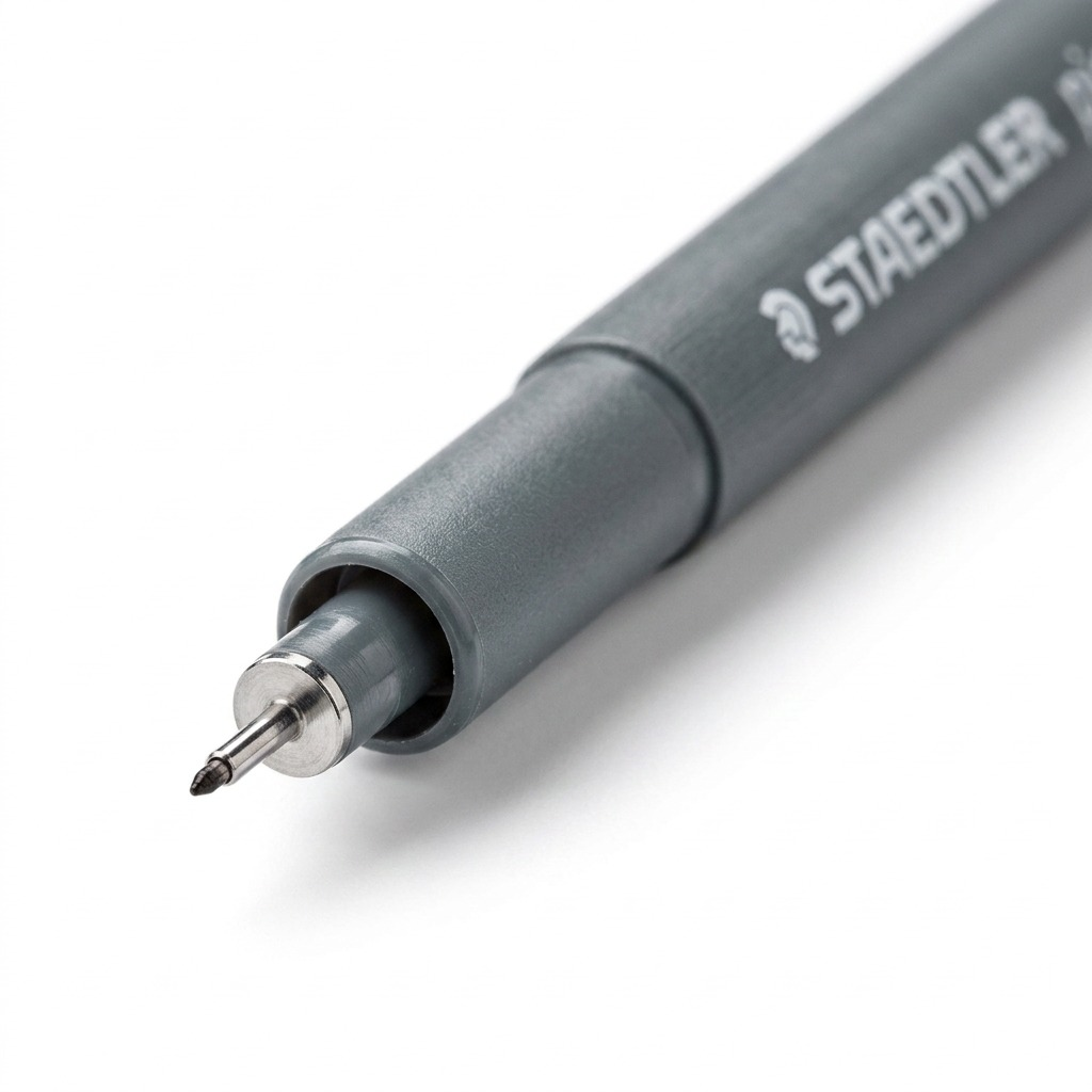 STAEDTLER Pigment Liner – Fineliner noir 0,1 mm, réf. 308-01-9M — gros plan des détails
