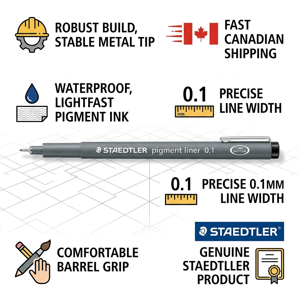 STAEDTLER Pigment Liner – Fineliner noir 0,1 mm, réf. 308-01-9M — vue du produit 8