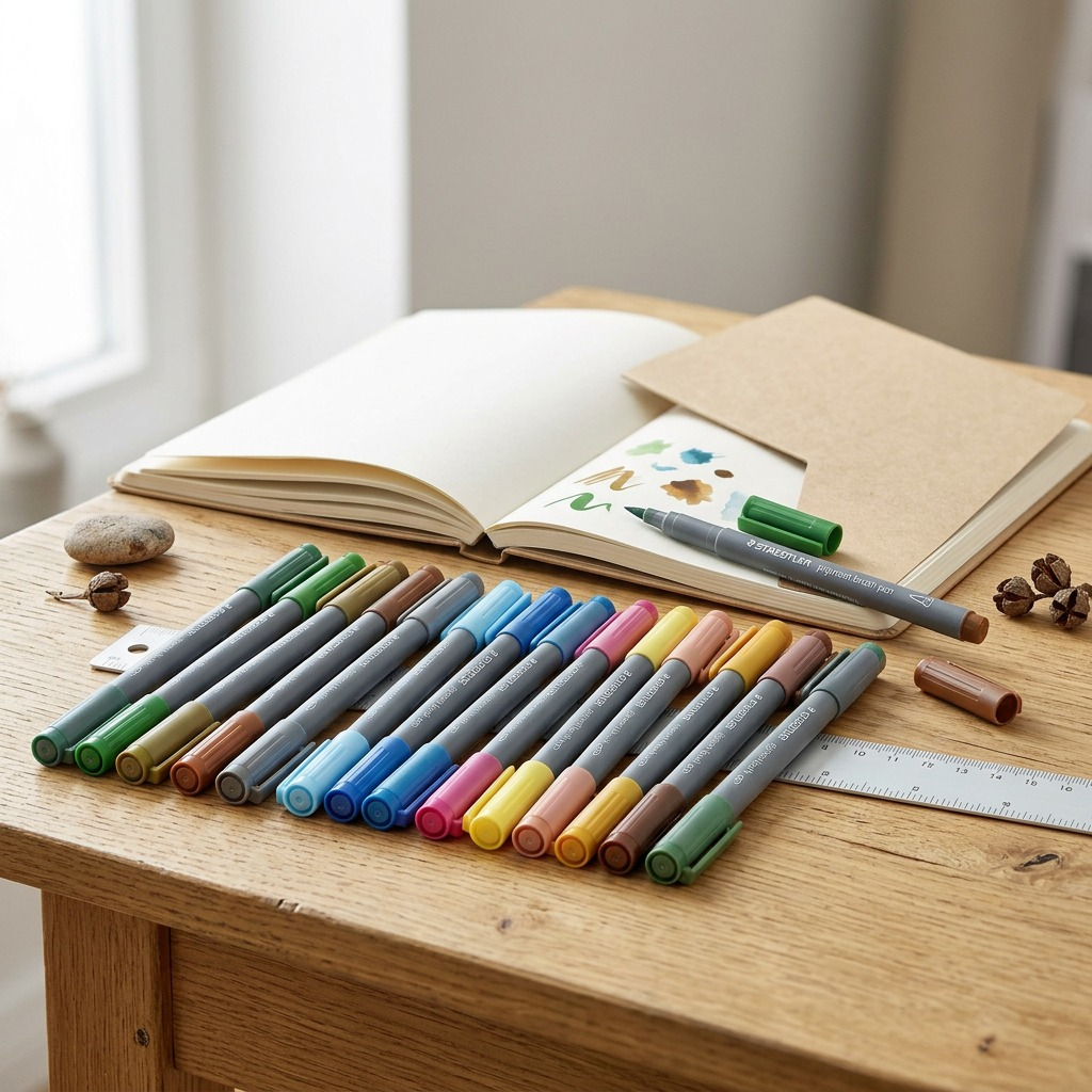 STAEDTLER Pigment Arts Brush – Lot de 12 couleurs nature, réf. 371-C12-3-10-35 — vue 4