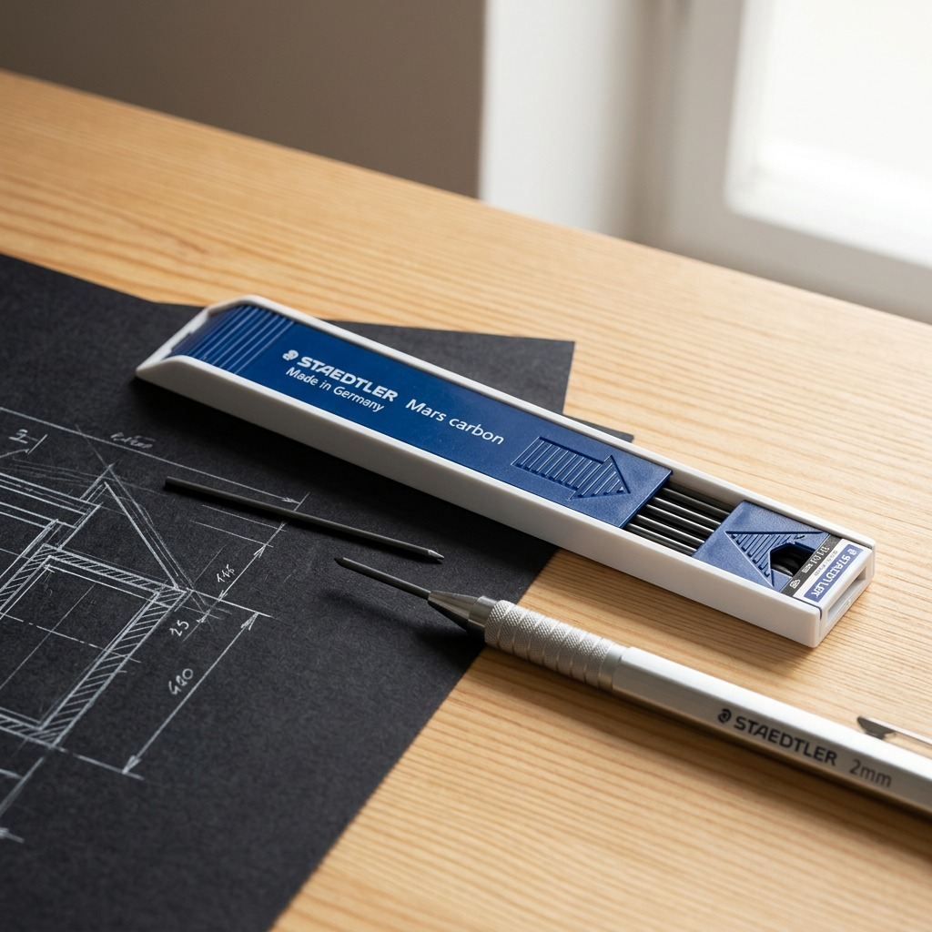 STAEDTLER Mars Lumograph – Mines 2 mm HB, réf. 200-HB-03 — gros plan des détails