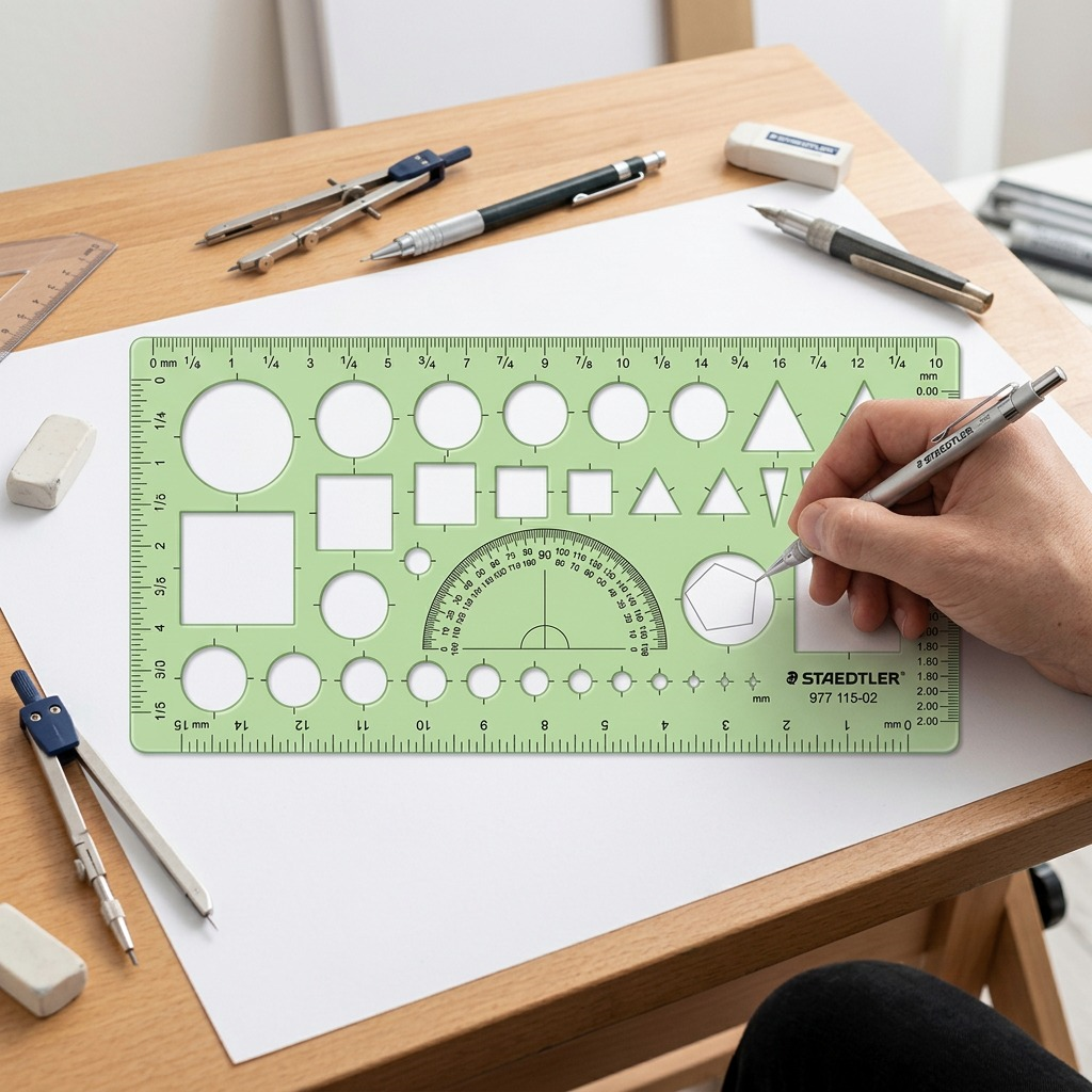 STAEDTLER – Gabarit technique, réf. 977-115-02 — présentation en utilisation