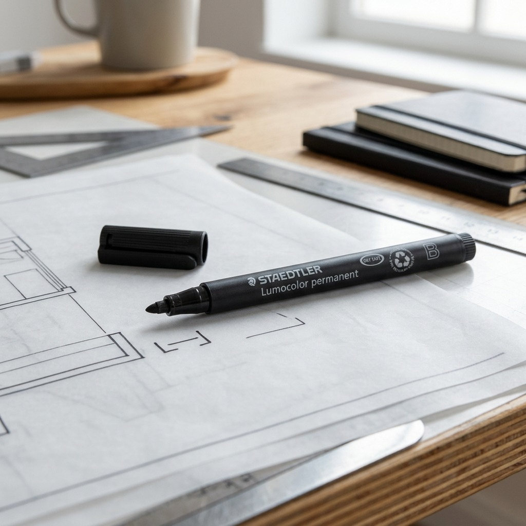 STAEDTLER Lumocolor – Marqueur permanent noir large, réf. 314-9-10 — gros plan des détails