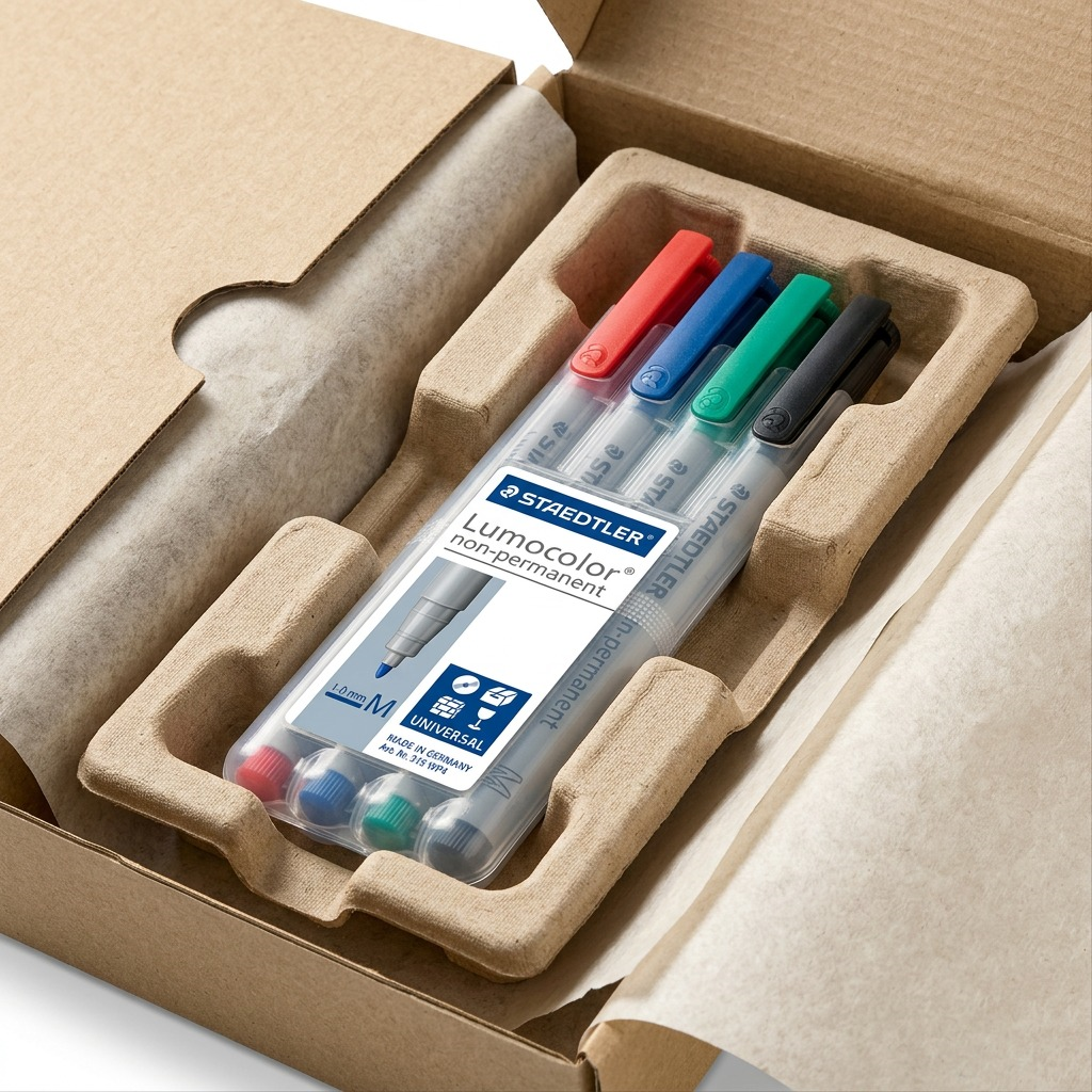 STAEDTLER Lumocolor – 4 marqueurs effaçables moyen, réf. 315-WP4-10 — gros plan des détails