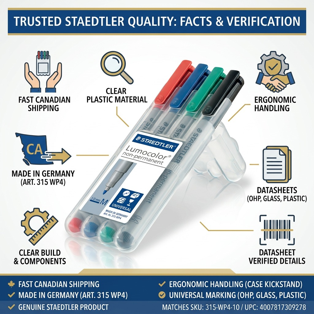 STAEDTLER Lumocolor – 4 marqueurs effaçables moyen, réf. 315-WP4-10 — vue du produit 8