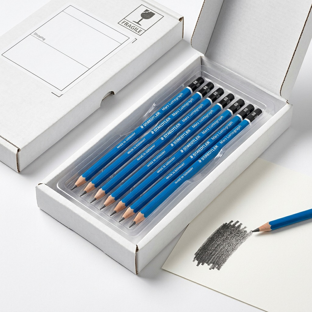 STAEDTLER Mars Lumograph – Crayon graphite 8B, réf. 100-8B-M — présentation de l’ensemble et de son emballage