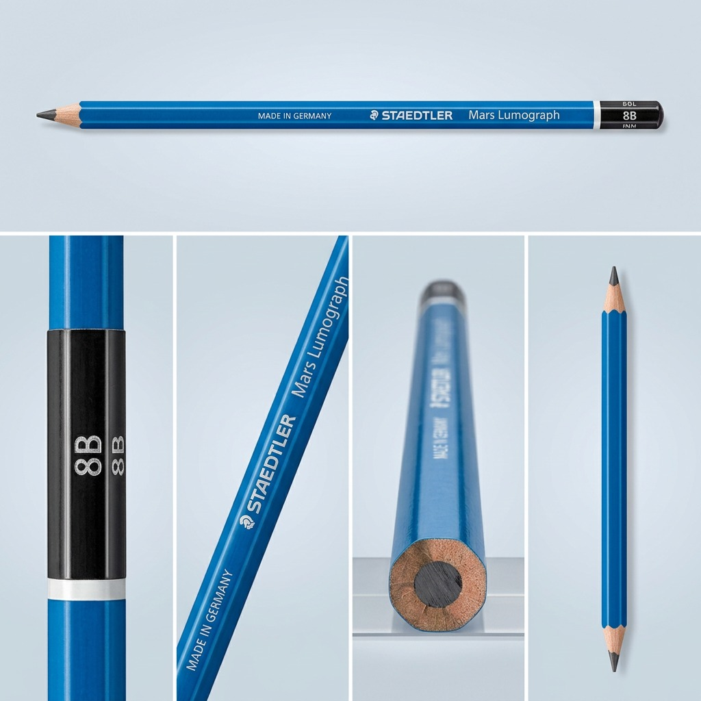 STAEDTLER Mars Lumograph – Crayon graphite 8B, réf. 100-8B-M — gros plan des détails