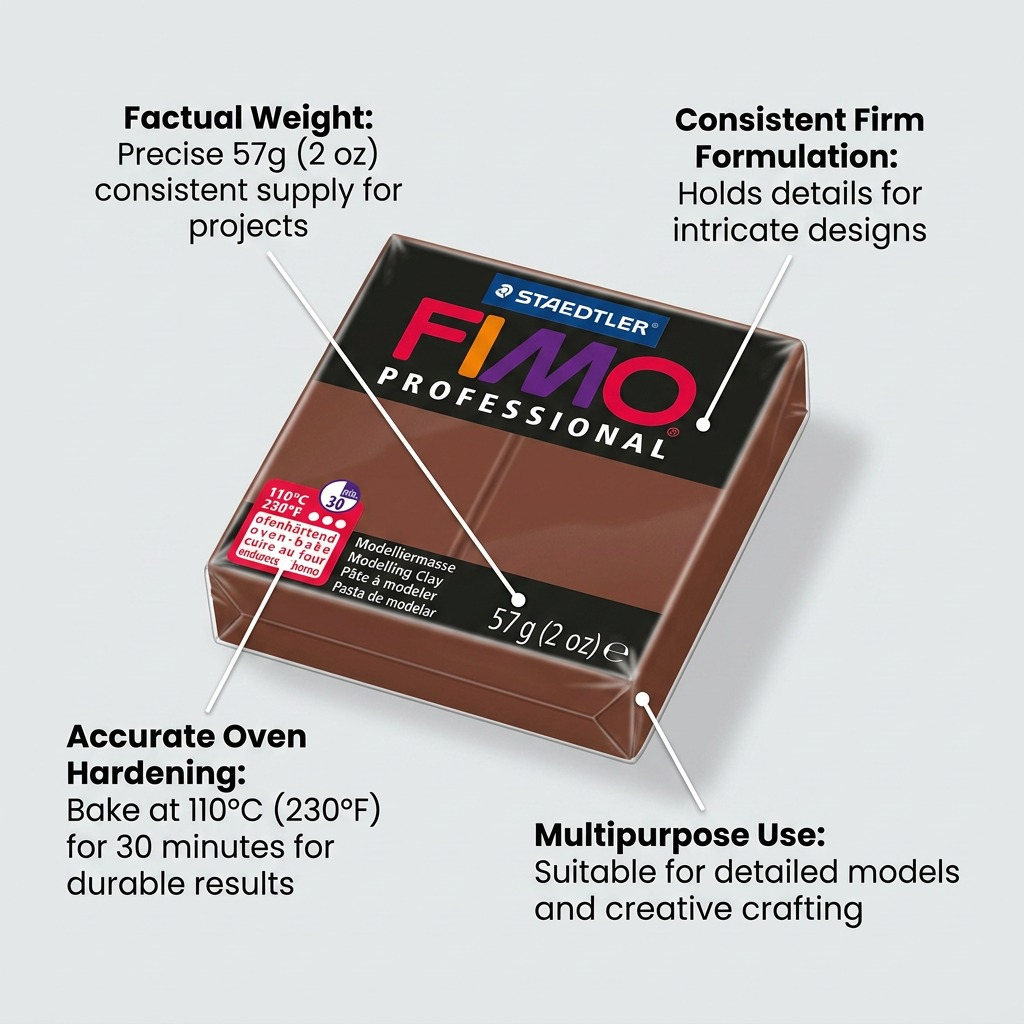 FIMO Professional – Pâte chocolat 57 g, réf. 8005-77 — caractéristiques illustrées