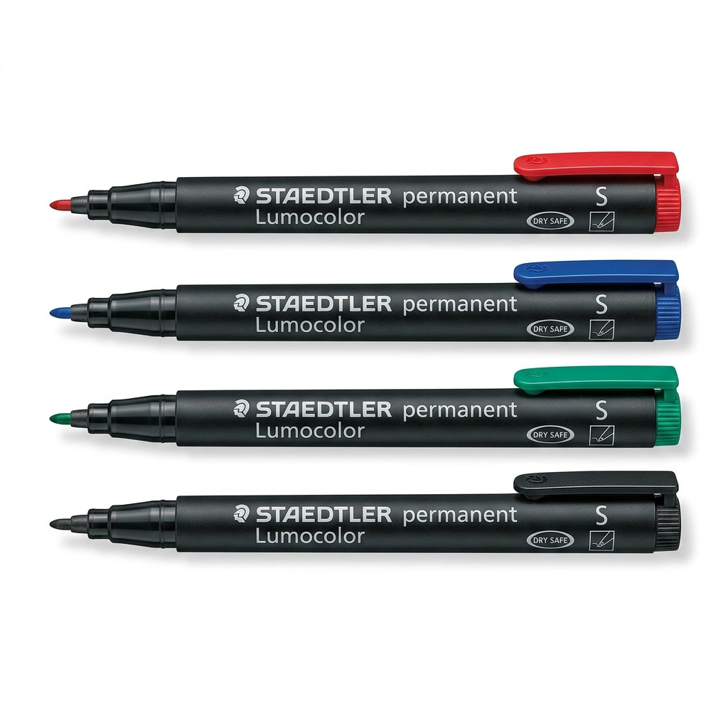 STAEDTLER Lumocolor – 4 marqueurs permanents superfins, réf. 313-WP4-10 — vue du produit sur fond clair