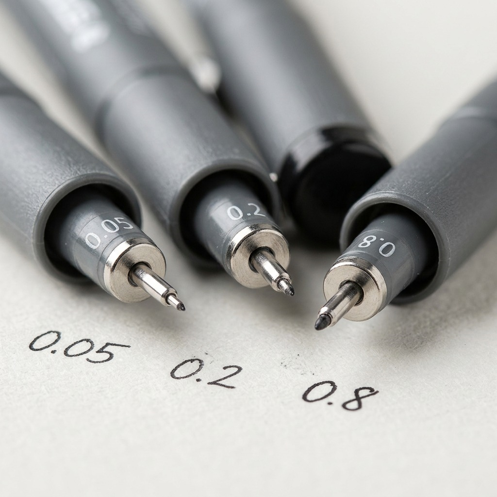 STAEDTLER Pigment Liner – 3 fineliners noirs à pointes assorties, réf. 308-9SBK3 — gros plan des détails