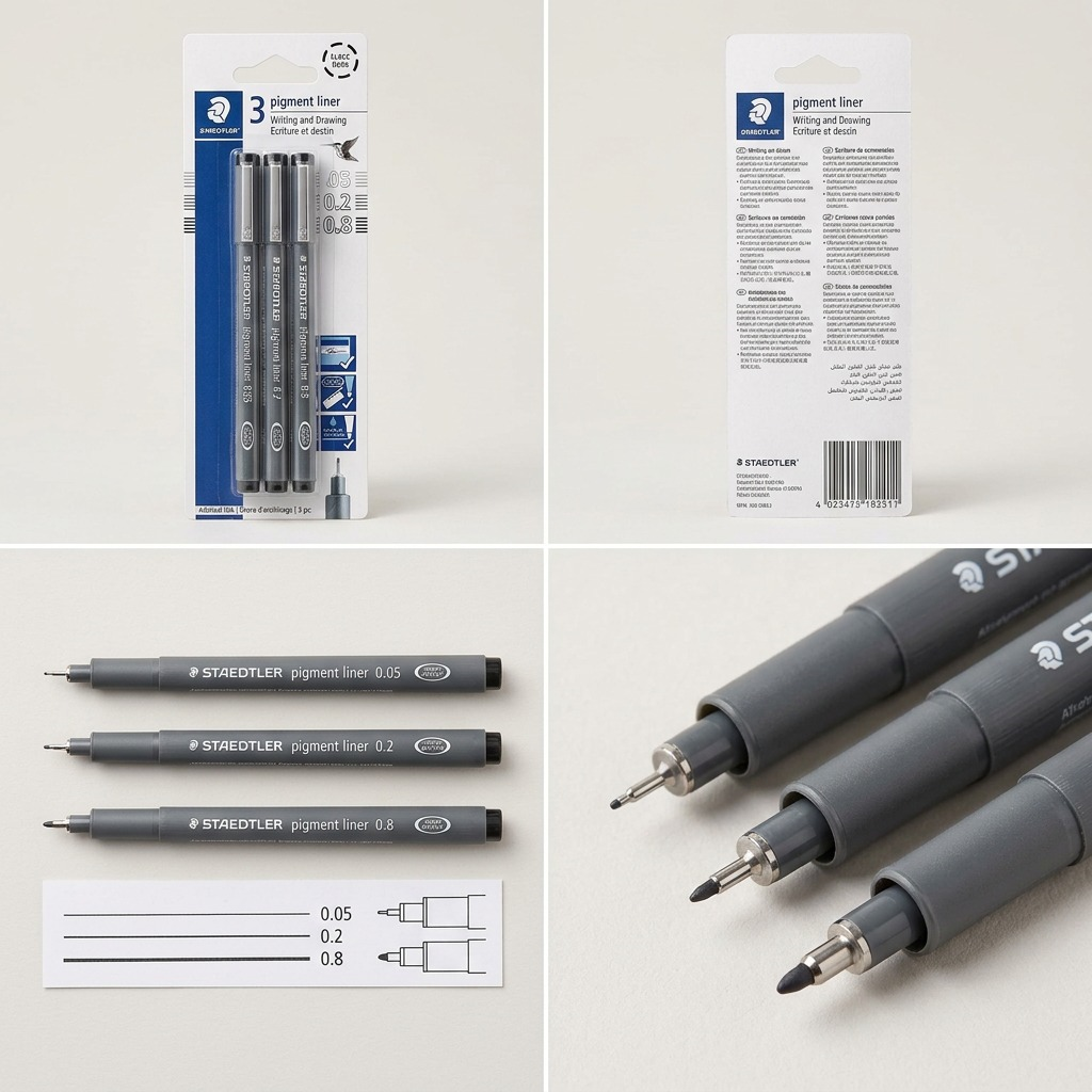 STAEDTLER Pigment Liner – 3 fineliners noirs à pointes assorties, réf. 308-9SBK3 — vue du produit 5