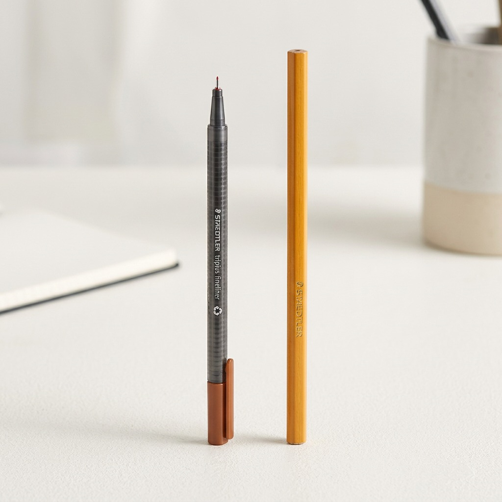High-resolution hero shot of one STAEDTLER triplus fineliner 334 Vandyke brown pen, exactly as the canonical product.