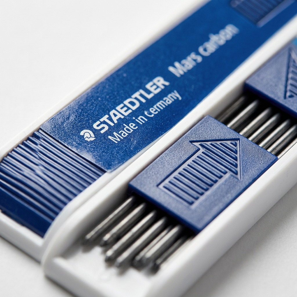 STAEDTLER Mars Carbon – Étui de 12 mines 2 mm B, réf. 200-B-03 — gros plan des détails