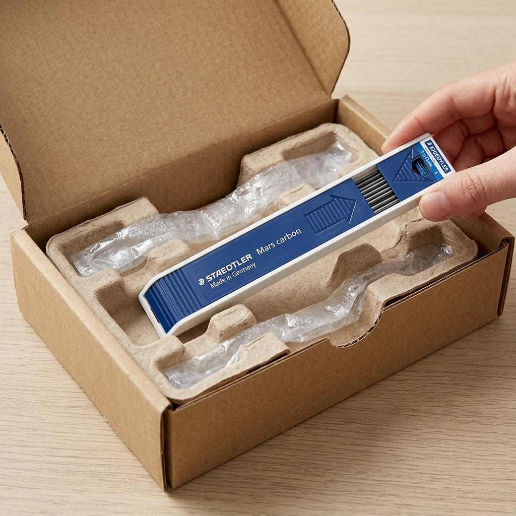 STAEDTLER Mars Carbon – Étui de 12 mines 2 mm B, réf. 200-B-03 — gros plan des détails