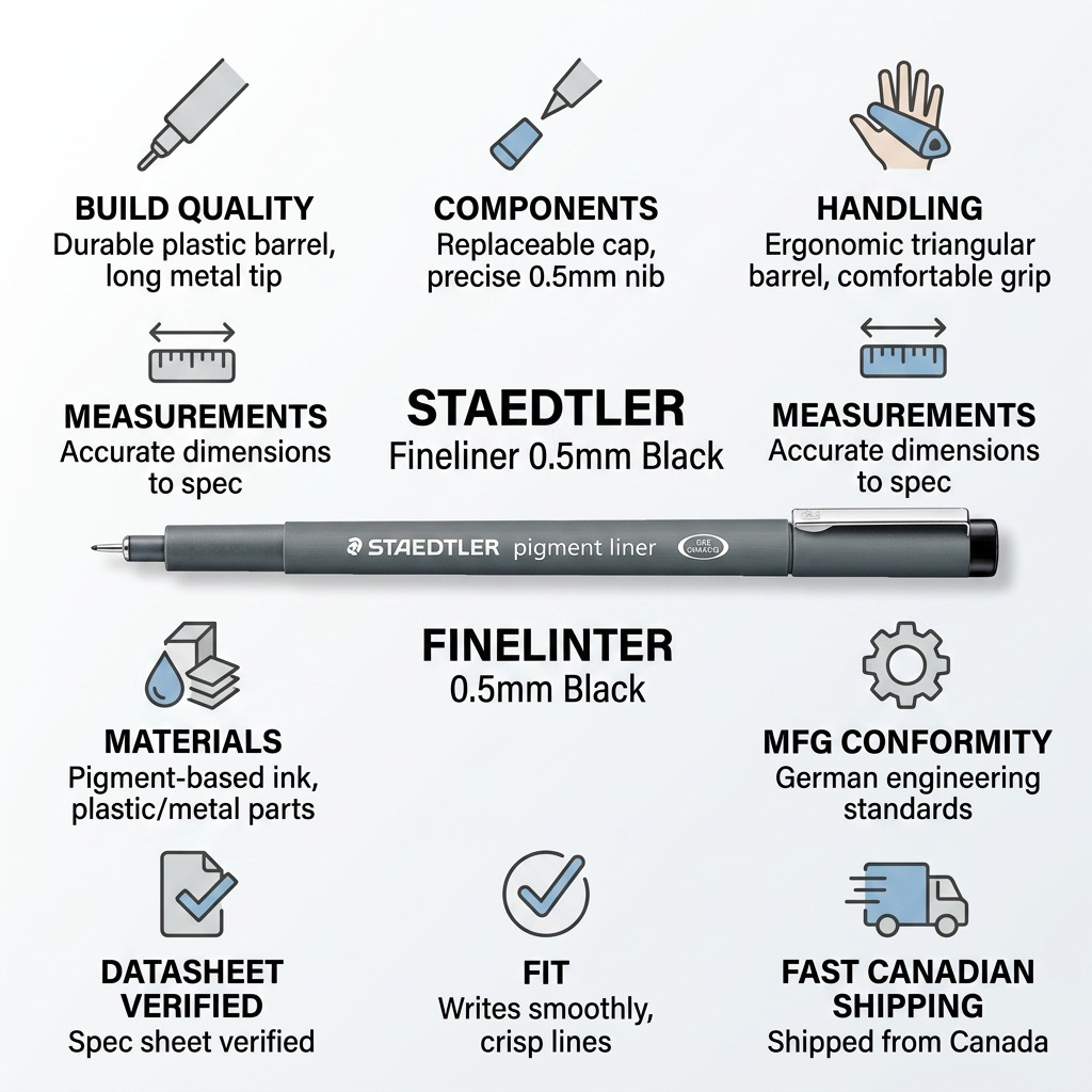 STAEDTLER Pigment Liner – Fineliner noir 0,5 mm, réf. 308-05-9M — vue du produit 4