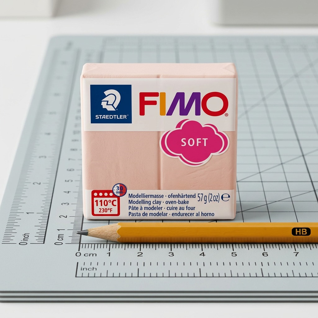 Pure hero shot of STAEDTLER Fimo Soft Pale Pink modelling clay, 57g (2 oz), on white background.