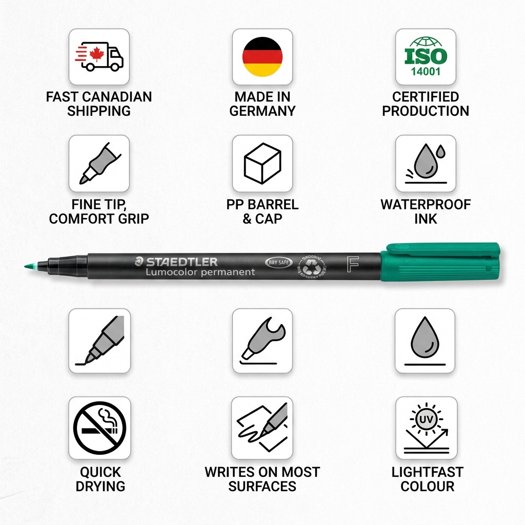 STAEDTLER Lumocolor – Marqueur permanent fin vert, réf. 318-5-10 — vue du produit 8
