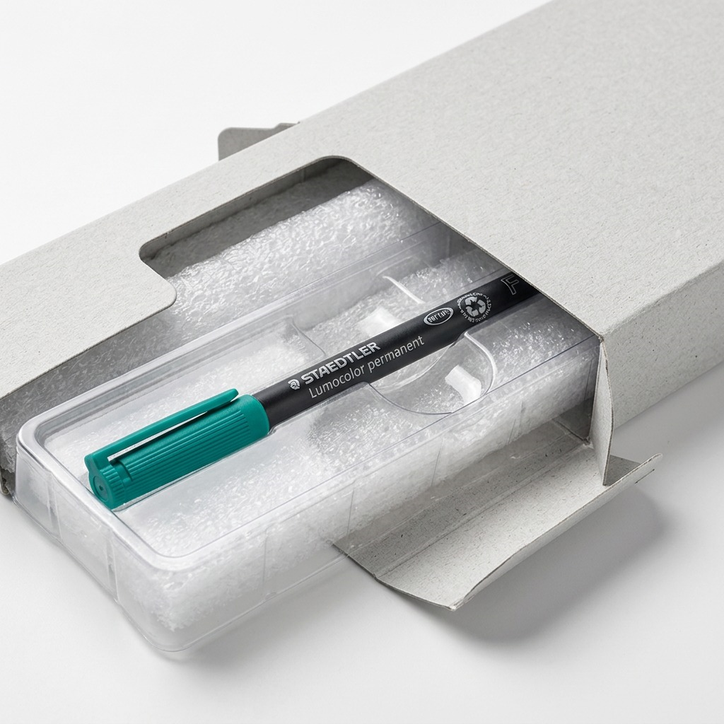 STAEDTLER Lumocolor – Marqueur permanent fin vert, réf. 318-5-10 — gros plan des détails