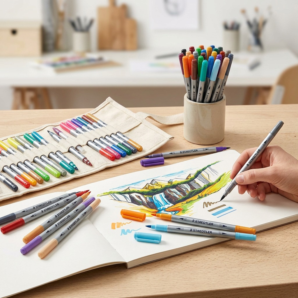 STAEDTLER 72 feutres à double pointe, réf. 3200-TB72-02 — présentation de l’ensemble et de son emballage