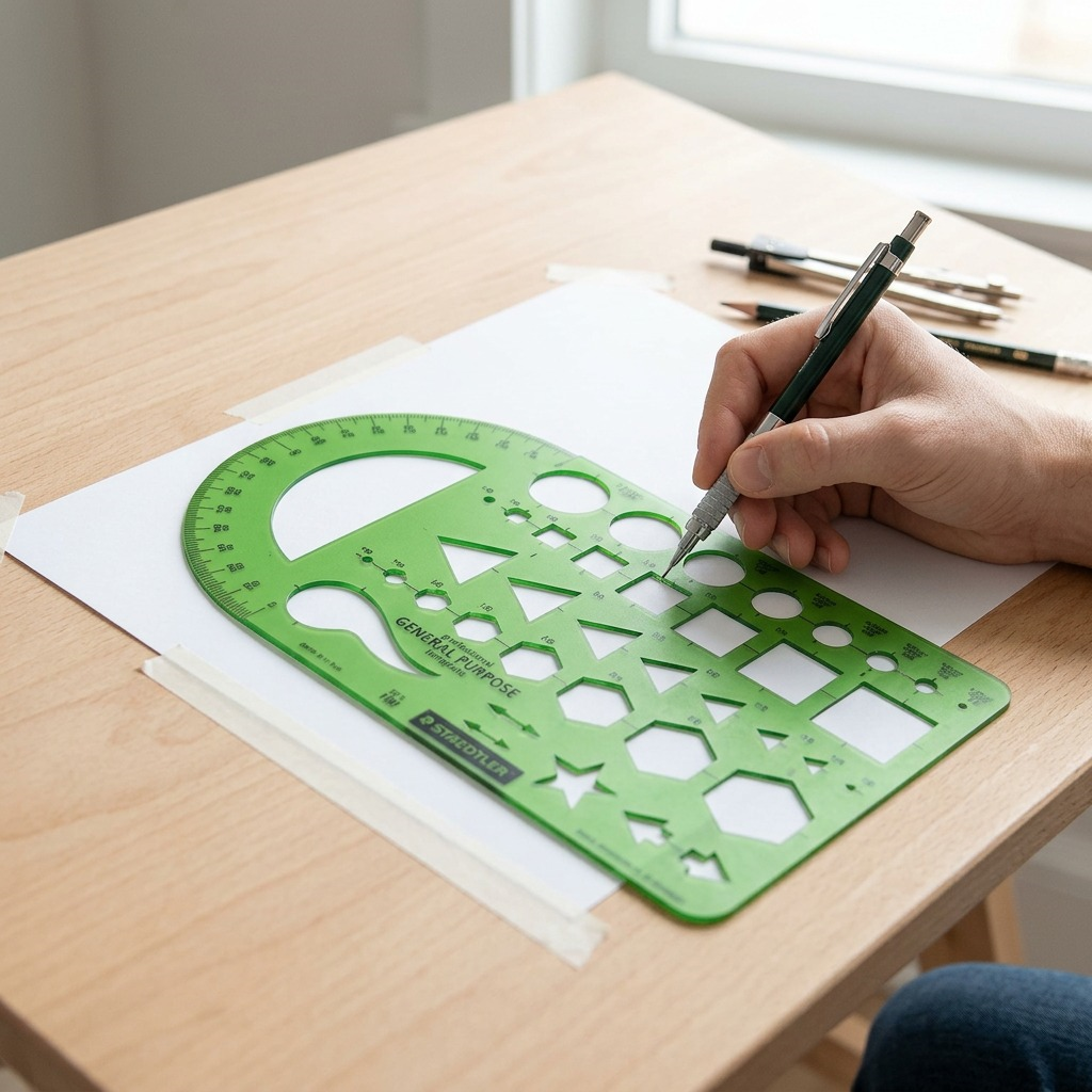 STAEDTLER – Gabarit de traçage multifonction, réf. 977-102-02 — gros plan