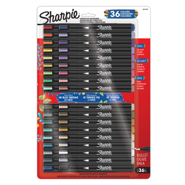 Sharpie Creative Markers Variety Pack, Water-Based Acrylic Paint Markers, Bullet Tip, Assorted, 36 Count