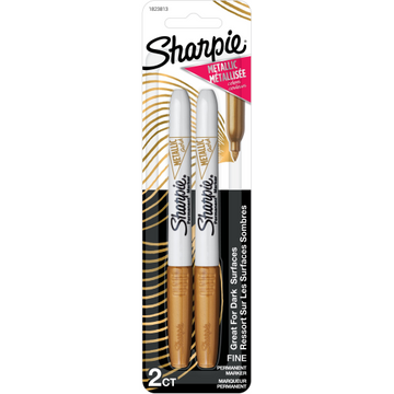 Sharpie Metallic Permanent Markers, Fine Point, Gold, 2 Count