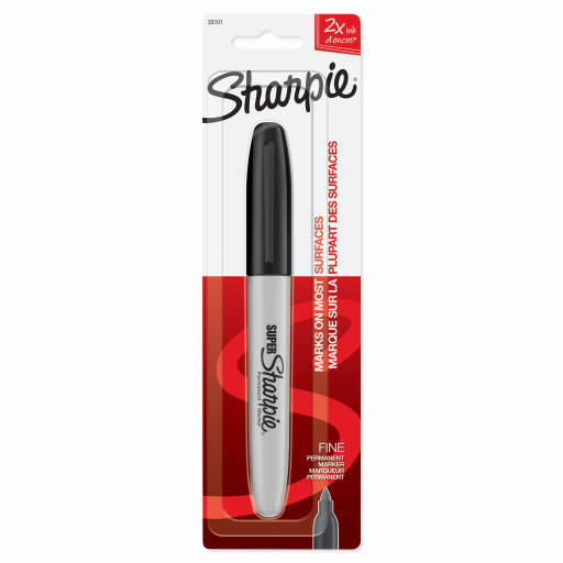 Sharpie Super – Marqueur permanent noir à pointe fine. Réf. 33101PP