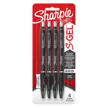Sharpie S-Gel, Gel Pens, Fine Point (0.5 mm), Black Ink Gel Pen, 4 Count