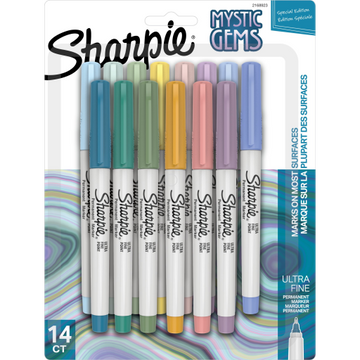 Sharpie Permanent Markers, Mystic Gem Special Edition, Ultra Fine Point, Assorted Colours, 14 Count