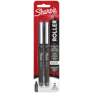 Sharpie Rollerball Pen, Needle Point (0.5 mm) Precision Pen, Black Ink, 2 Count
