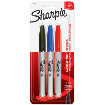 Sharpie – Ensemble de 3 marqueurs permanents à pointe fine, couleurs assorties. Réf. 30173PP