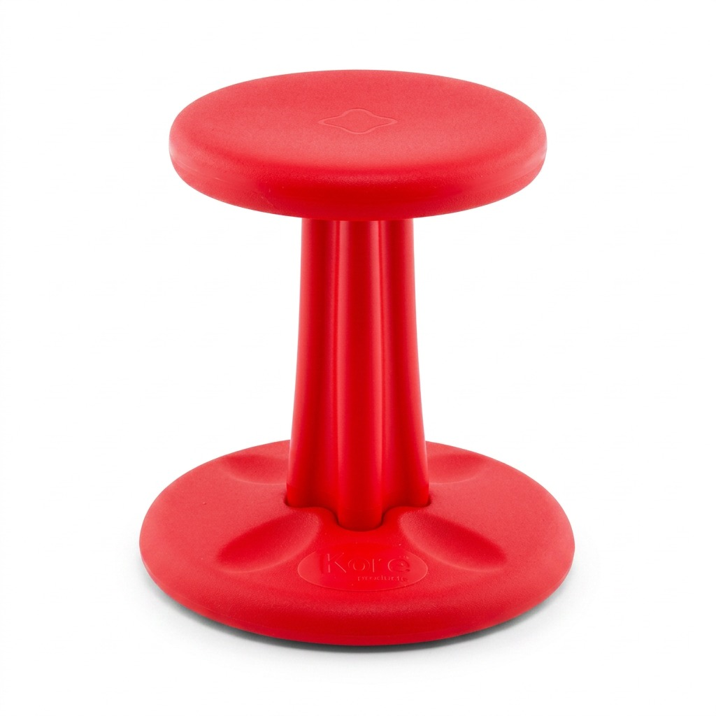 Red Kore Wobble Stool (36cm) for active sitting and sensory focus on a clean white background.