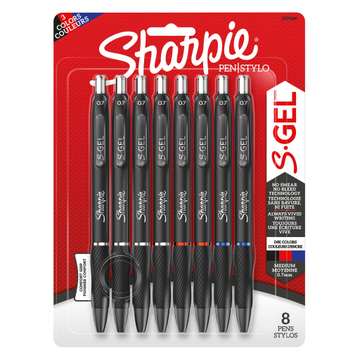 Sharpie S-Gel, Gel Pens, Medium Point (0.7 mm), Assorted Colors, 8 Count