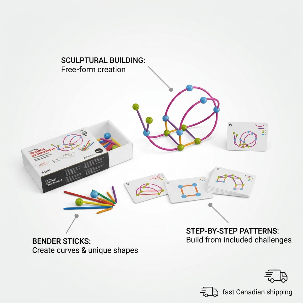 FD&MT Skeletal set callout graphic showing flexible bender sticks and structural patterns.