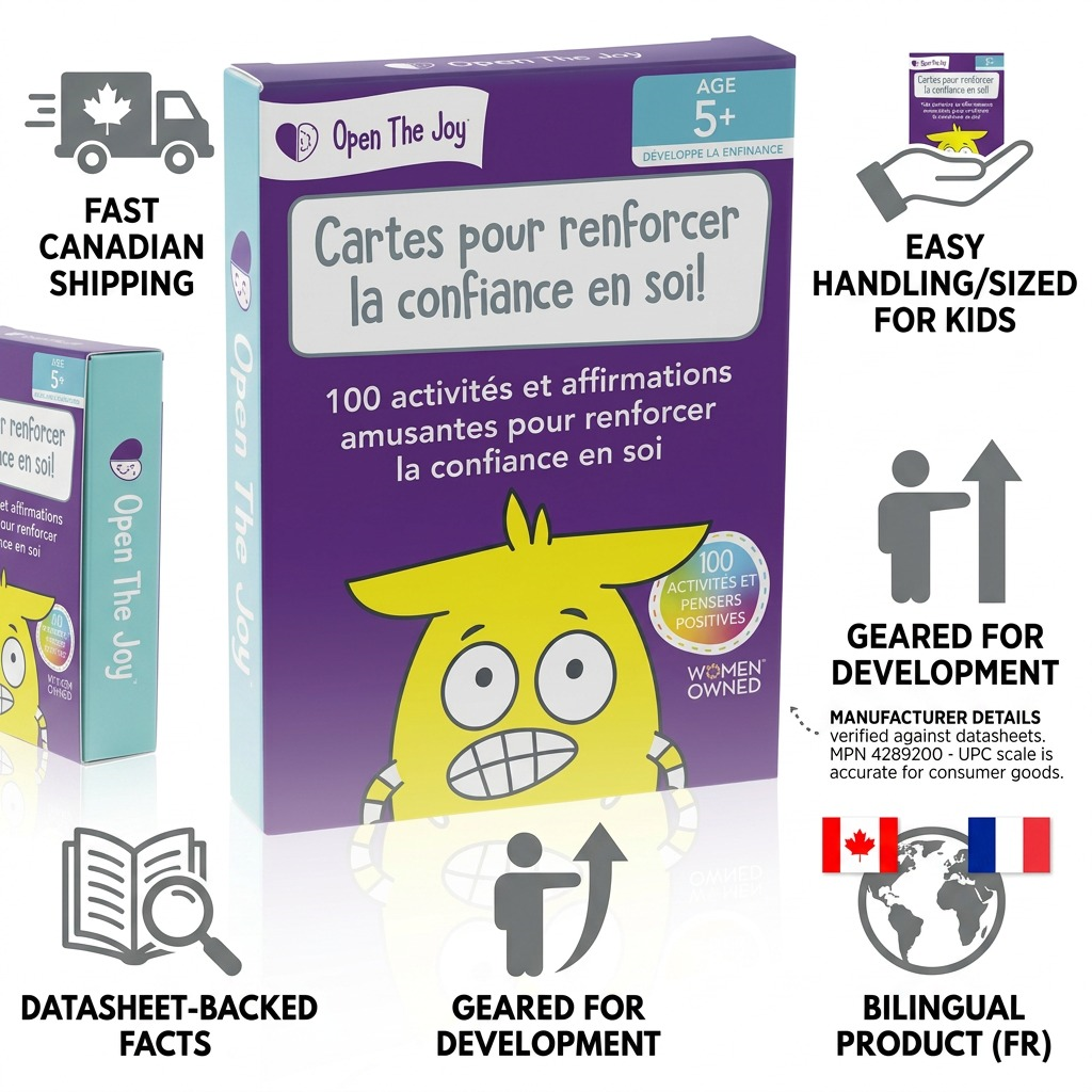 PDP infographic showcasing the "Open The Joy" confidence cards with icons for fast Canada shipping and accurate product details.