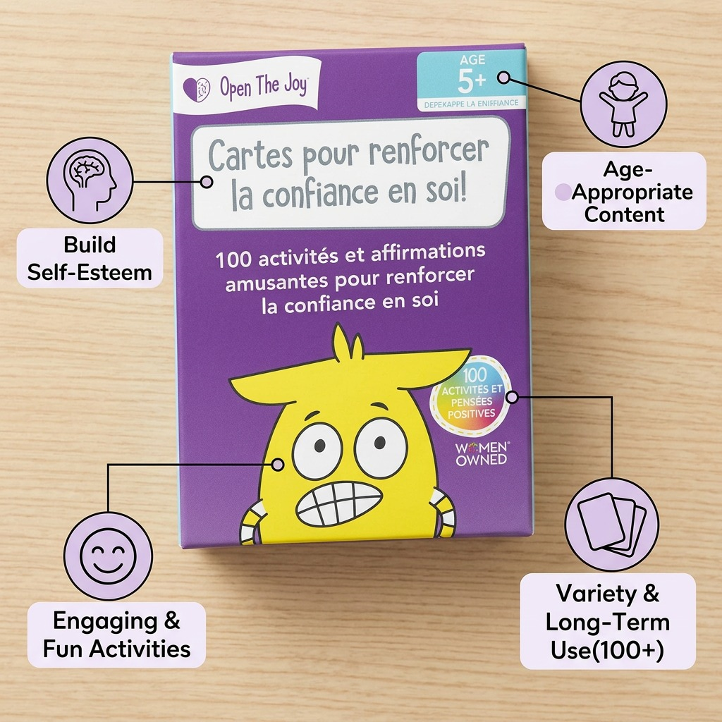 Image 6 feature graphic highlighting key benefits and age-appropriate content for confidence-building cards.