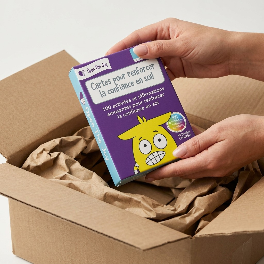 A premium unboxing scene of fdmt Cartes, packed securely with paper dunnage in a realistic shipping box.