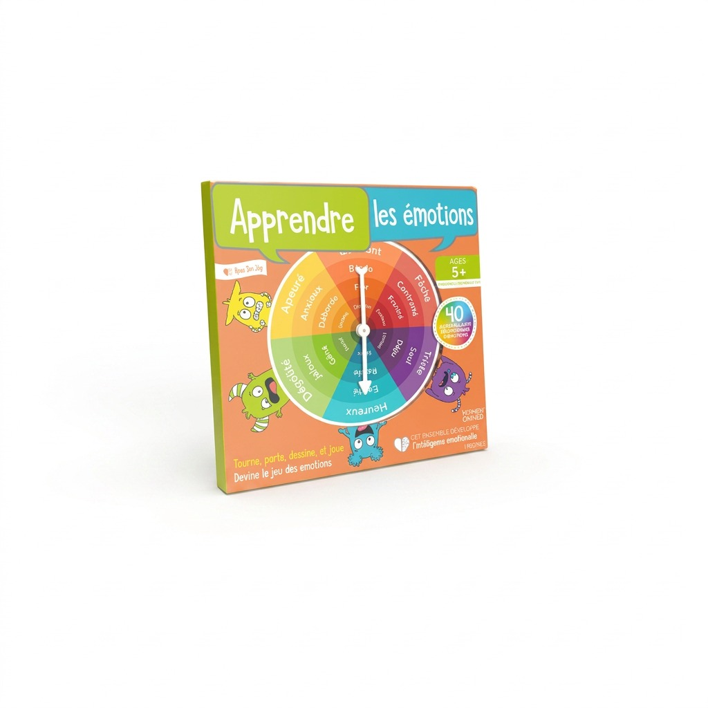 A high-resolution, centered image of the fdmt French children's emotion spinner game against a white background.