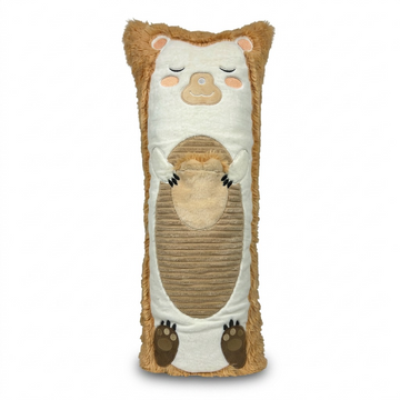 manimo sleepies Paco the Hedgehog, a long 3lb weighted sensory plush sleep aid with a white belly.
