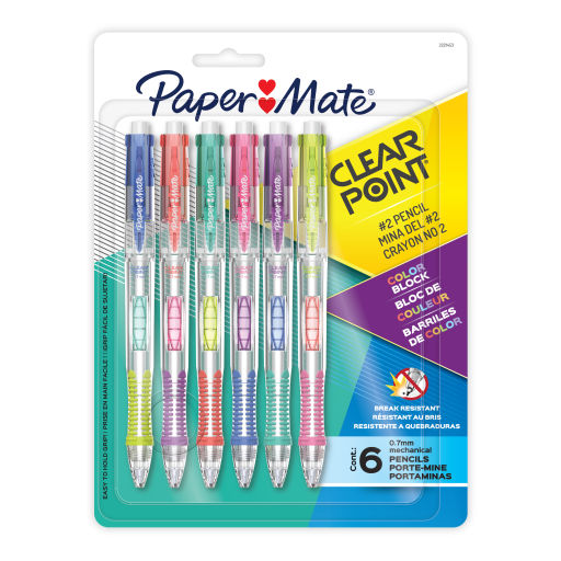 Paper Mate Clearpoint Colour Block – Porte-mines HB 0,7 mm, 6 – référence 2221453