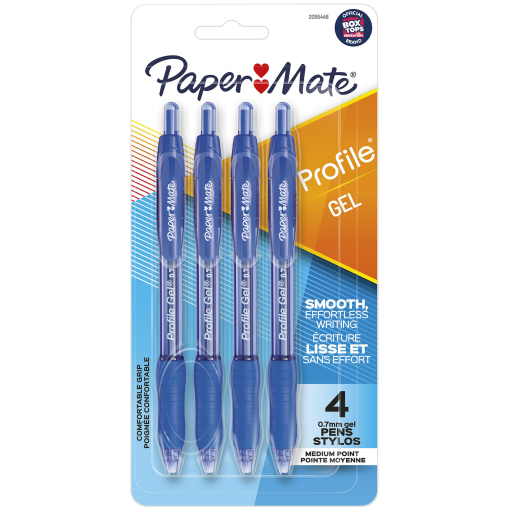 Paper Mate Profile – Stylos gel rétractables bleus 0,7 mm, 4 – référence 2095448
