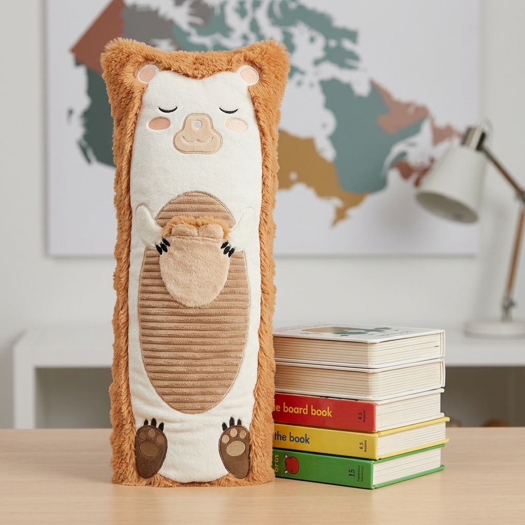 manimo sleepies Paco the Hedgehog, a long 3lb weighted sensory plush sleep aid with a white belly.