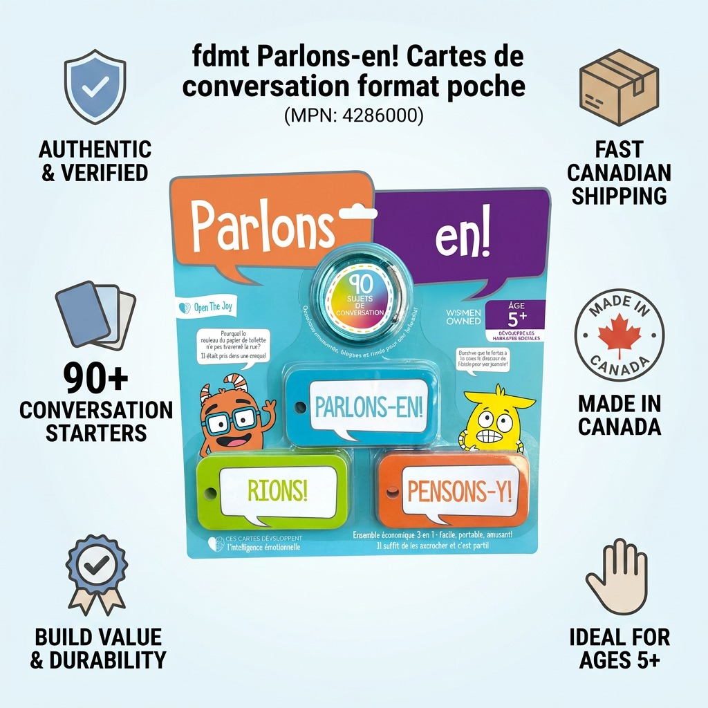 fdmt Parlons-en product confidence graphic with Canadian shipping and facts.