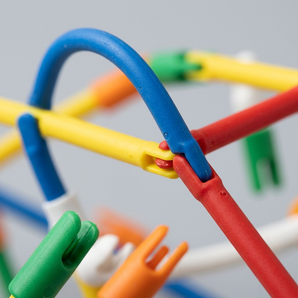 High-resolution hero shot of the assembled fdmt Busy Play Geostix hedgehog on a white background.