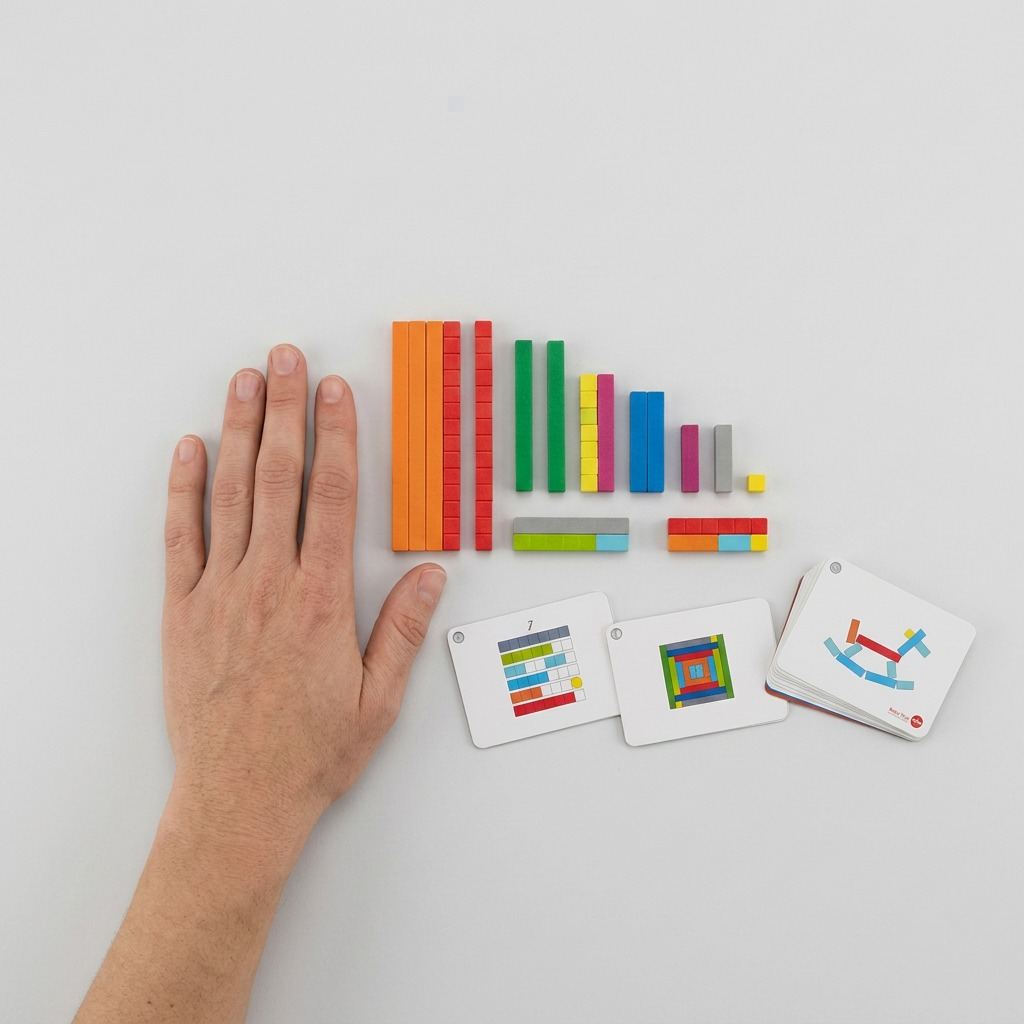 High-resolution hero shot of fdmt Number Rods, including educational rods and cards.