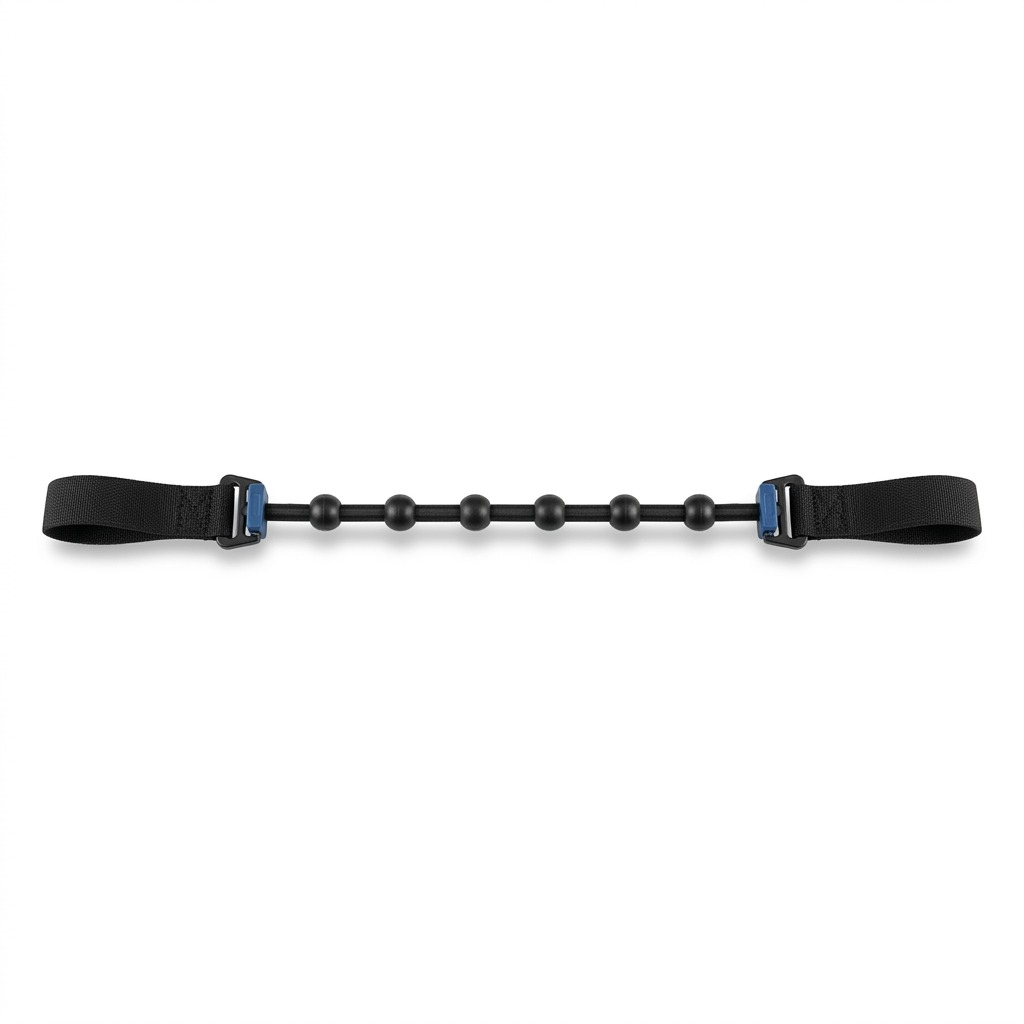 fdmt Universal Bouncy Band for chairs with black flexible cord, sensory beads, and adjustable straps.