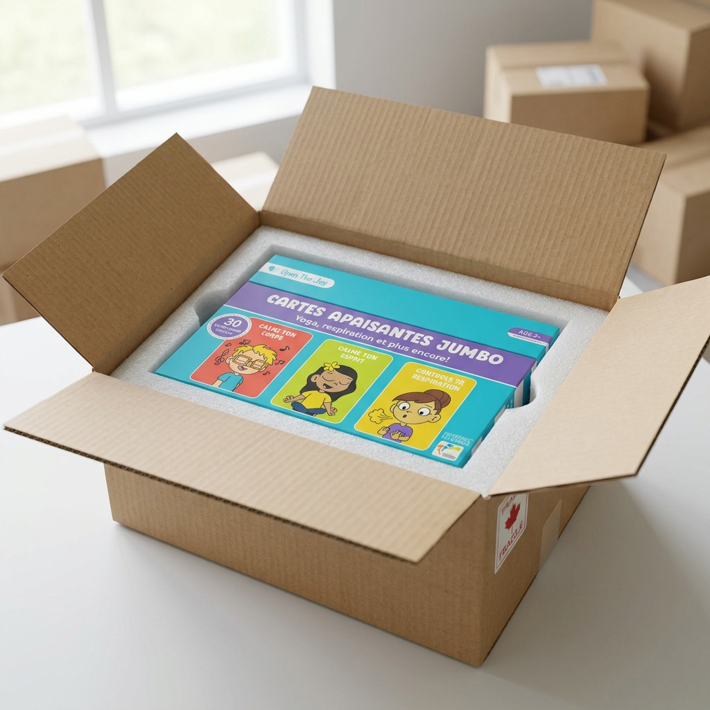 fdmt jumbo calming cards secured in custom foam the box inserts for damage-free shipping.